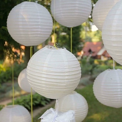 Lampion papírový 25 cm, bílý