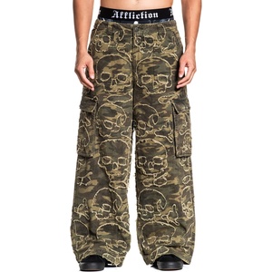 AFFLICTION мъжки камуфлажни baggy панталони AFFLICTION - SKULL CAMO - зелени - 110XW116-GRCA