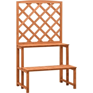 vidaXL Етажерка за саксии с решетка, оранжева, 70x42x120 см, чам масив (314842)