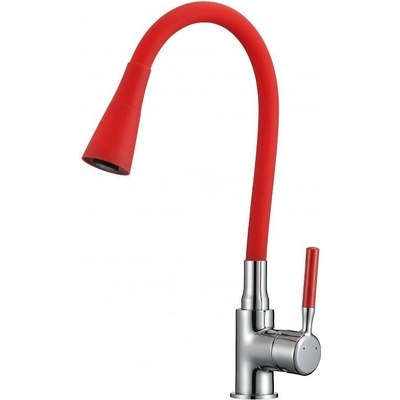 Inter Ceramic Стоящ смесител за кухня HAVANA RED, Inter Ceramic, ICF 7108223, с огъващ душ (7108223 HAVANA RED)