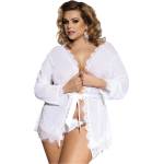 Subblime Queen Plus - дантелен халат комплект - бял (XL-2XL) - desirel