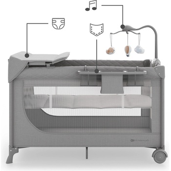 KinderKraft LEODY UP сгъваема бебешка кошара с аксесоари GREY (KCLEODUPGRY00AC)