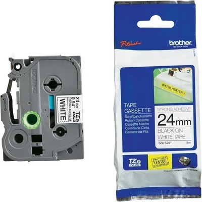 Compatible Ламинирана лента WB Black on White TZS251-WB 24mm, съвместима с Brother P-Touch D400|D450|D600VP|E300VP|E550WVP|H500|P700|P750W, (TZS251-WB)