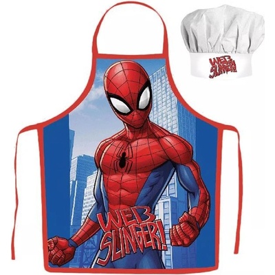 Max-fashion KFT Dětská zástěra SPIDERMAN web slinger set s čepicí modrý
