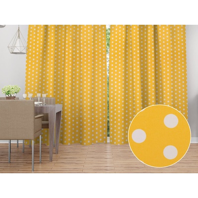 Biante Bavlnený záves Sandra SA-598 Biele bodky na žltom 150x190 cm