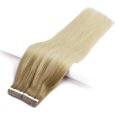 Vlasové PU pásky tape in na prodlužování vlasů 30cm ombré balayage šedá/18/60 šedá / nejsvětlejší hnědá / platina