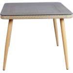 Bogdan Furniture Am Градинска маса BM-390 , стъклен плот, квадратна 90/90, бежов pvc ратан