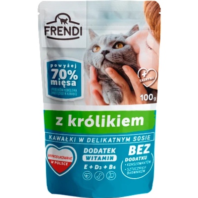 Frendi парченца в деликатен сос с заек за котки, 100 г