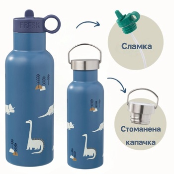 Fresk : 2 в 1 Бутилка и термос от неръждаема стомана с вградена сламка 500мл - Dino (FR-FD320-10)