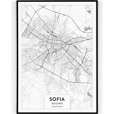 Plakát / Obraz Mapa Sofia Pololesklý saténový papír A4 - 21 x 29,7 cm