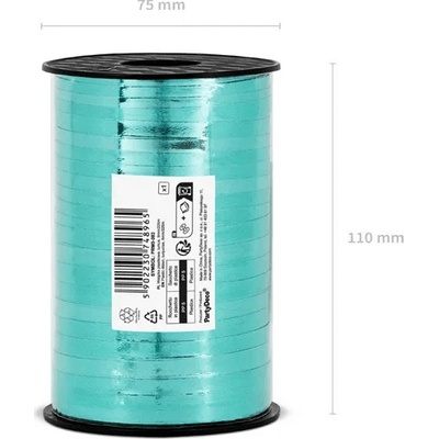 Vázací stuha na balónky tyrkysová metalická 225m