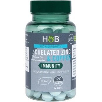 Цинк хелат 25мг с мед (High Strength Chelated Zinc with Copper) 120 таблетки, H&B