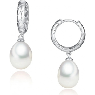 Lillian Vassago Stříbrné náušnice kroužky zdobené perlou LLVY-SER024