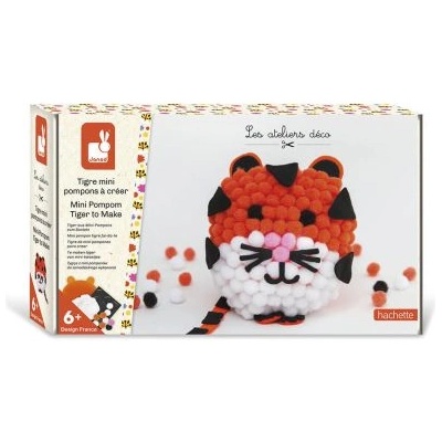 Janod - Творчески комплект за игра с помпони - Тигър (J07968)