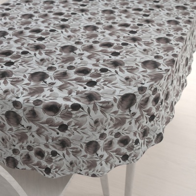 Biante Dekorační oválný ubrus Rongo RGP-504 Hnědé popínavé lístky na bílém 100x140 cm