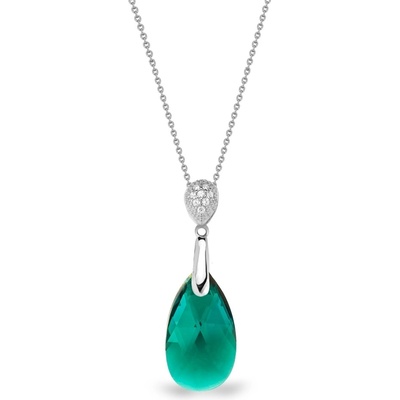 Spark Stříbrný se Swarovski elements zelená kapka dainty drop N610616EM Emerald
