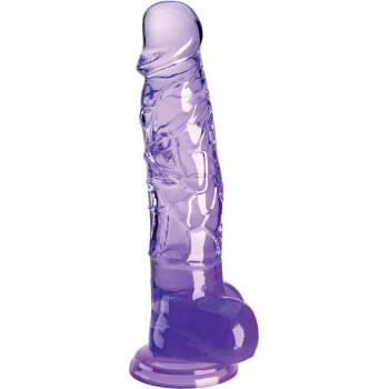 Image 1 of Pipedream King Cock Clear Cock with Balls 8" Purple