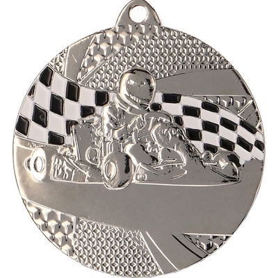 Designová kovová medaile Motosport Stříbrná 5 cm