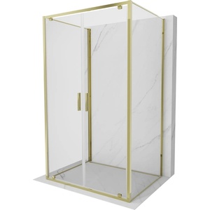 Mexen Exo-BR Duo 3S душ кабина 3-стенна отваряема 90 x 80 см, прозрачна, златна (8182-090-080-50-00-3S)