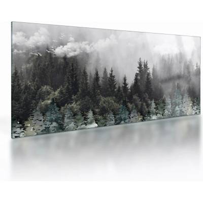 Sklenený obraz - Les s ilustrovanými prvkami, jednodielne 100x50 cm na skle