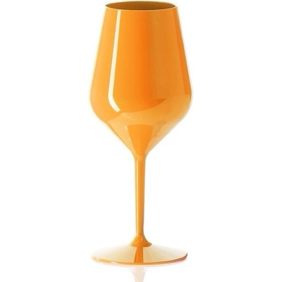 nero Gold Plast Plastová zbitná oranžová sklenice na víno a koktejly 470 ml