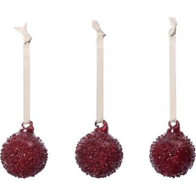 Ferm Living Vánoční ozdoba Flurry Picante Red Ø 4 cm – set 3 ks