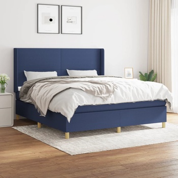 vidaXL Боксспринг легло с матрак, синьо, 180x200 см, плат (3131855)
