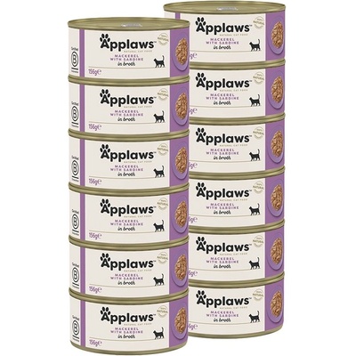 Applaws Консерва за котки с скумрия и сардини в бульон 12 x 156 г