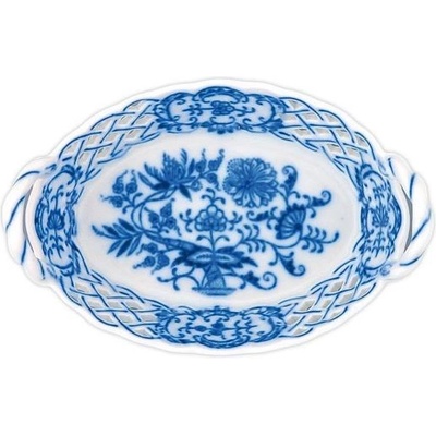 Český porcelán Dubí Košík prolamovaný cibulák 16,5 cm