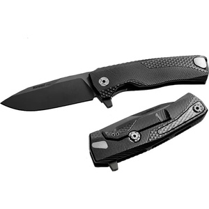 lionSTEEL rok a bb / Луксозно джобно ножче с дръжка от масивен алуминий и издръжливо острие от стомана m390 - черно (lion0157)