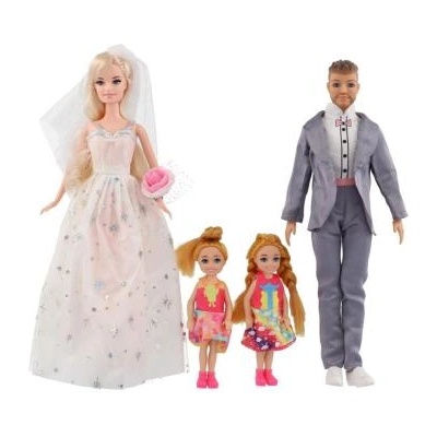 Teddies Кукла булка и младоженец пластмаса 30см със семейство