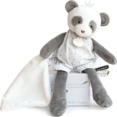 Doudou et Compagnie Paris Darčeková krabička plyšová panda s dečkou 28 cm