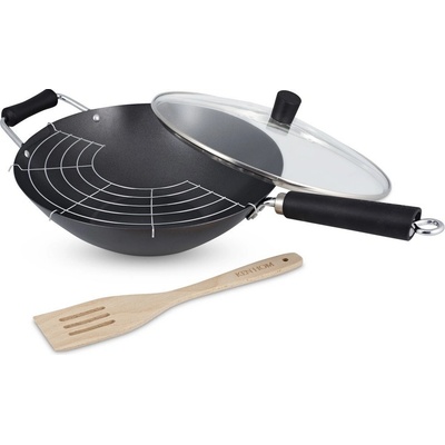 Ken Hom Excellence Wok panvica nerez nepriľnavý povrch sklenená pokrievka 32 cm