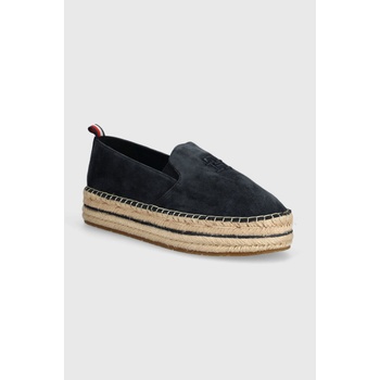 Tommy Hilfiger Велурени еспадрили Tommy Hilfiger TH EMBROIDERED SUEDE FLATFORM в тъмносиньо с платформа FW0FW07695 (FW0FW07695)