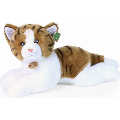 Rappa Плюшена играчка Rappa Еко приятели - Голяма котка в кафяво и бяло, 50 cm, лежаща (311473)