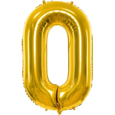 PartyDeco Fóliový balón Číslo 0 zlatý 86cm
