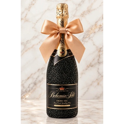 Bohemia Sekt Demi Sec Černá dárková zdobená lahev 1,5 l