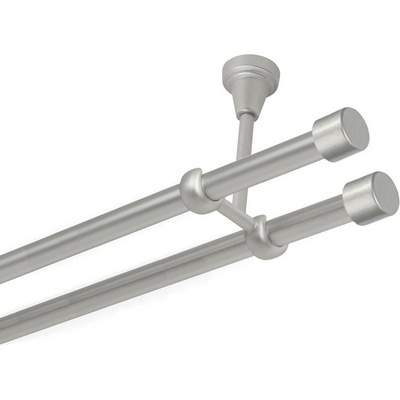 OK-GarnýžeCZ Garnýž kovová dvouřadá 16mm Pullo double satina 160 cm do stropu / na tunýlek - bez kroužků