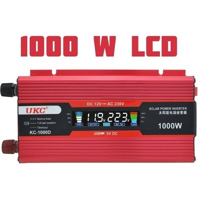 UKC Ивнертор за напрежение ukc kc-1000d, 12v-220v, 1000w, Дисплей (kc-1000d)