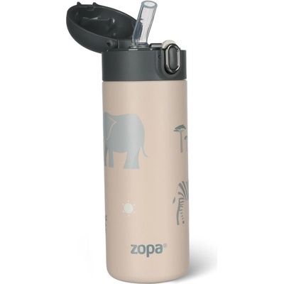 Zopa Termoska na tekutiny se silikonovým držákem svetlo hnědá 400 ml