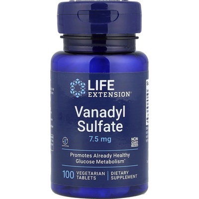 Life Extension Podpora metabolizmu glukózy Vanadyl sulfát Vanadyl sulfát 7,5 mg 100 Veg tabliet