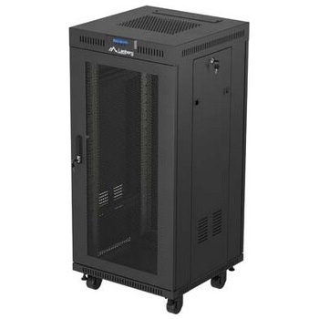 Lanberg Комуникационен шкаф Lanberg Rack Cabinet 19" Free-Standing 24U/600X600 (FlAT Pack) With Mesh Door LCD Black V2 (FF01-6624-23BL)