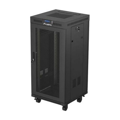 Lanberg Комуникационен шкаф Lanberg Rack Cabinet 19" Free-Standing 24U/600X600 (FlAT Pack) With Mesh Door LCD Black V2 (FF01-6624-23BL)