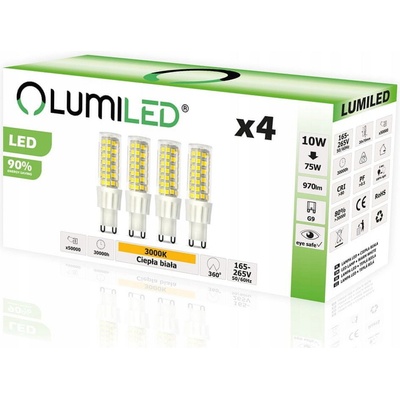 Lumiled 4x LED žárovka G9 CAPSULE 10W = 75W 970lm 3000K Teplá bílá 360°