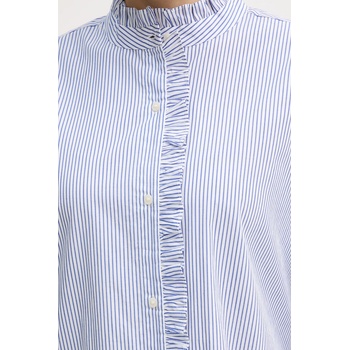 Tommy Hilfiger Памучна риза Tommy Hilfiger дамска в синьо със свободна кройка с права яка WW0WW46848 (WW0WW46848)