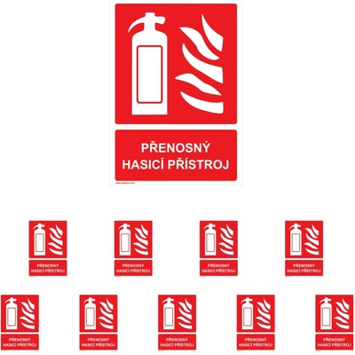 Walteco Přenosný hasicí přístroj vč. textu 40x100mm, samolepka Množství: 10 ks , 20001BP2
