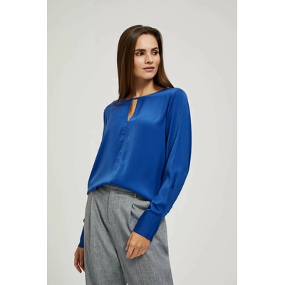 Moodo Patterned V neck shirt modrá hnedá krémová tmavočervená viacfarená viacfarená