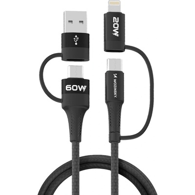Wozinsky WNBAA 4v1 2x USB-C 1x USB-A 1x Lightning 60W, 1m, černý