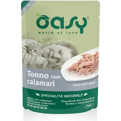 Oasy Specialita Naturali - пауч за пораснали котки, над 12 месеца, с риба тон и калмари - 70 гр - Италия