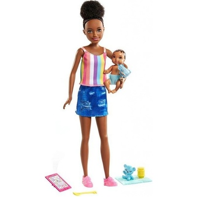 Barbie pestúnka s tílkem + miminko a doplňky